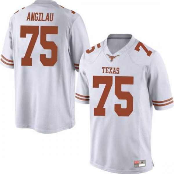 Mens Texas Longhorns #75 Junior Angilau Game Embroidery Jersey White